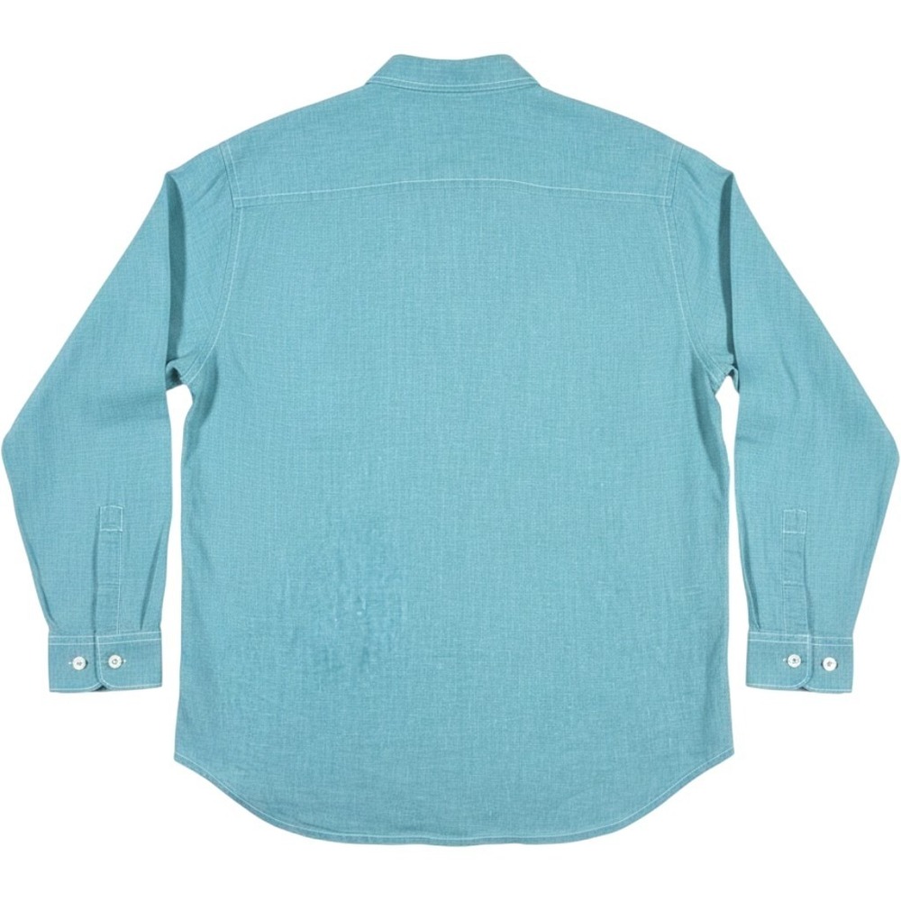 Tommy Bahama Linen Button Down Shirt Mens Medium Teal Blue‎ Long Sleeve Pocket - Picture 2 of 7